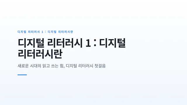 디지털 리터러시 1 : 디지털 리터러시란