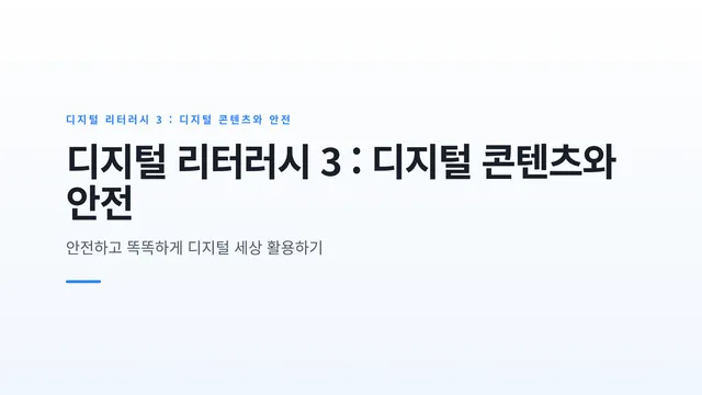 디지털 리터러시 3 : 디지털 콘텐츠와 안전