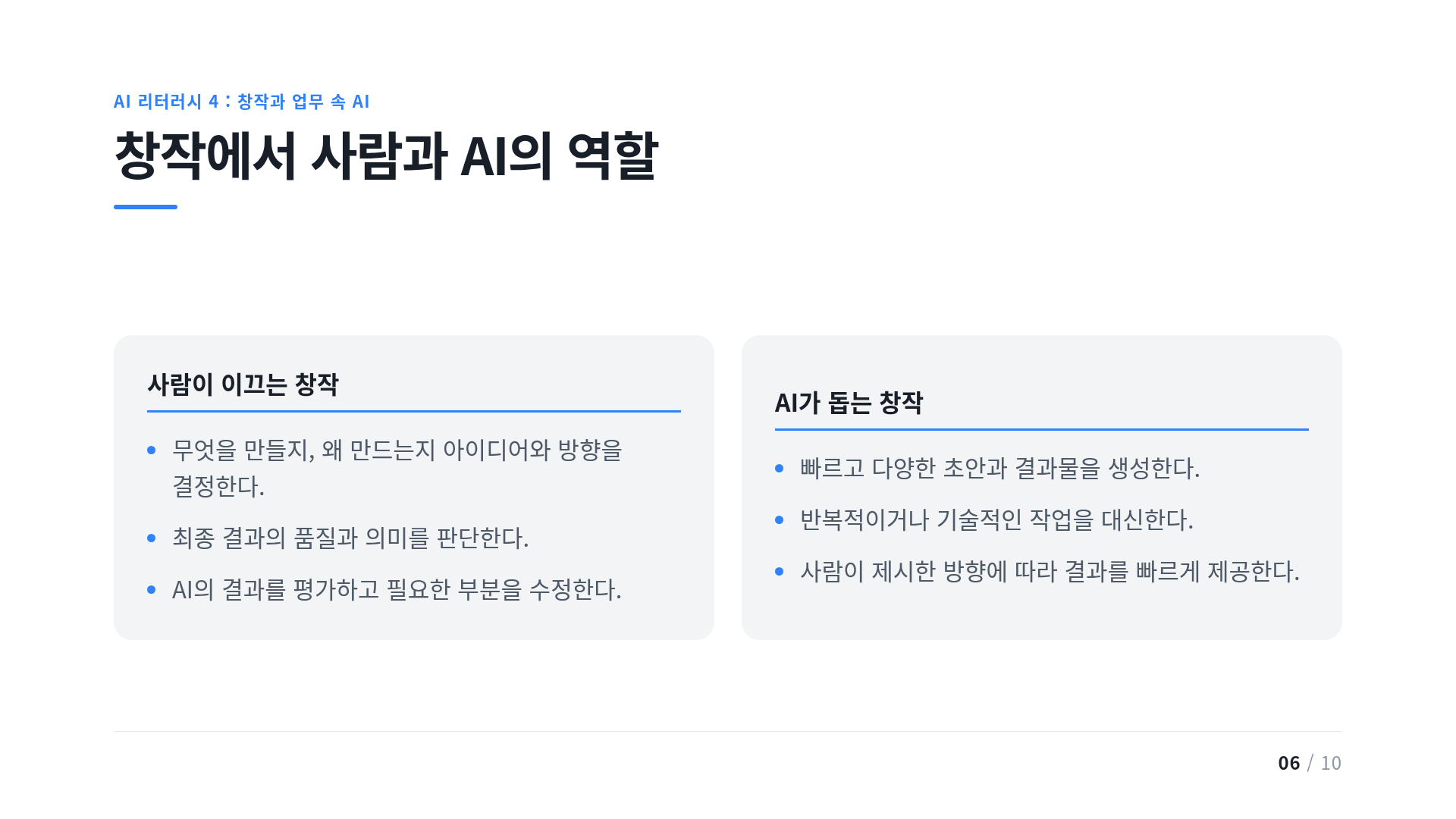 창작에서 사람과 AI의 역할