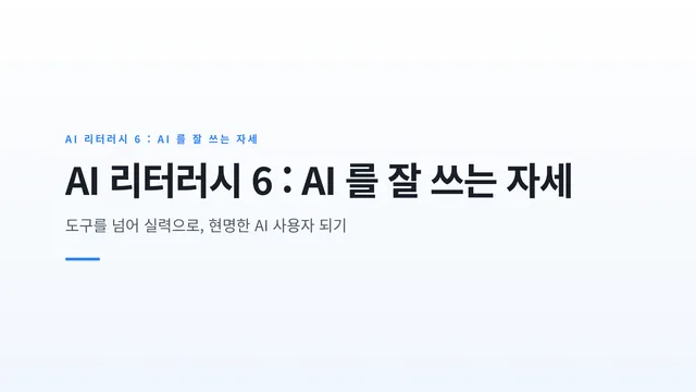 AI 리터러시 6 : AI 를 잘 쓰는 자세