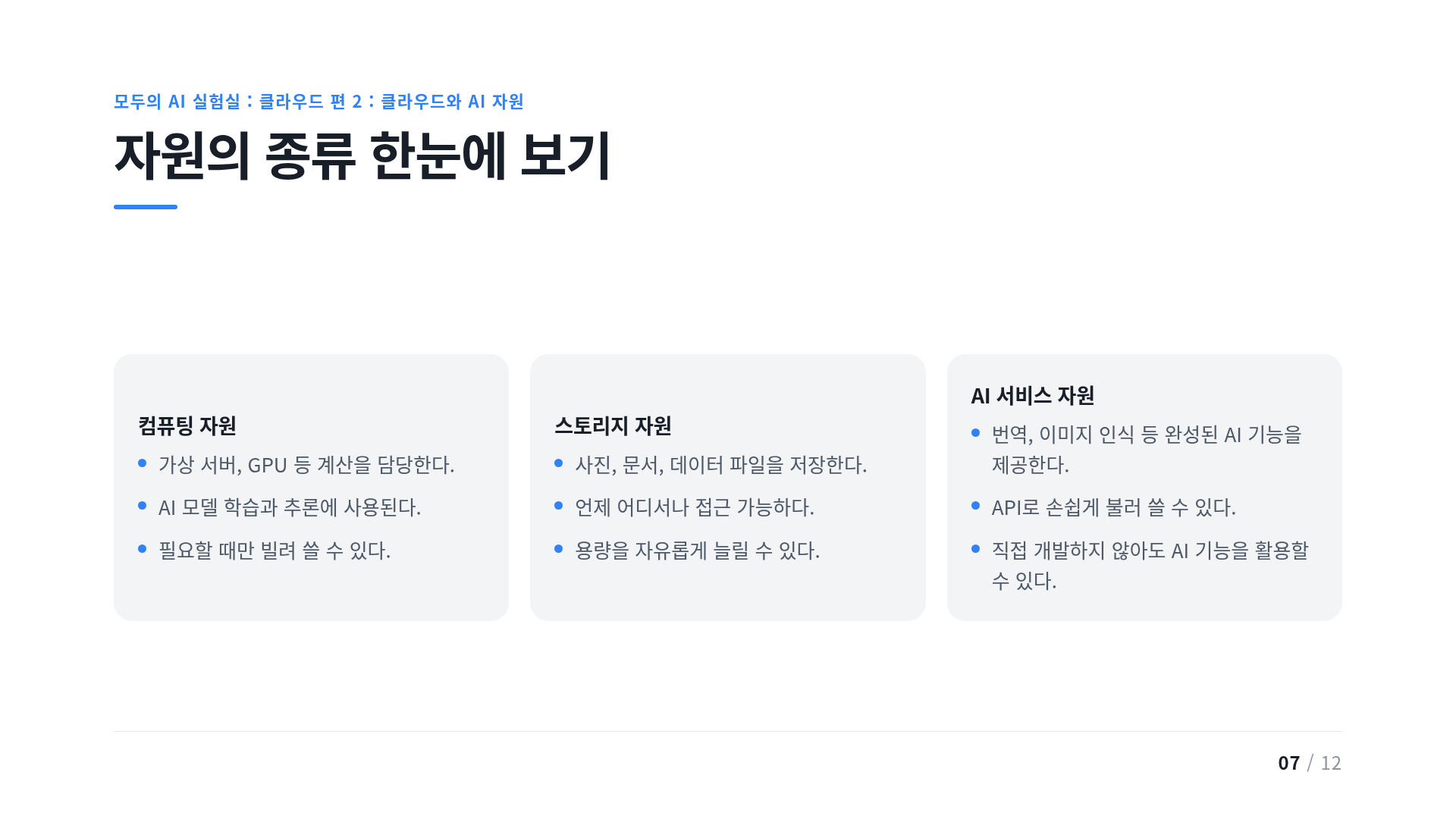 자원의 종류 한눈에 보기