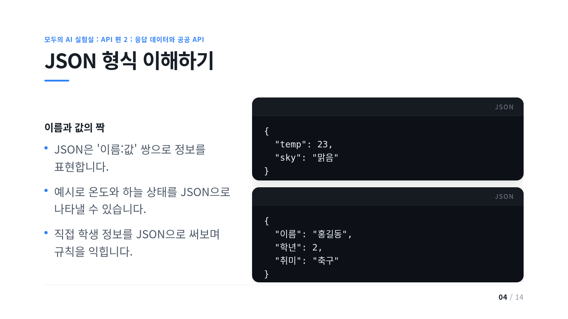 JSON 형식 이해하기