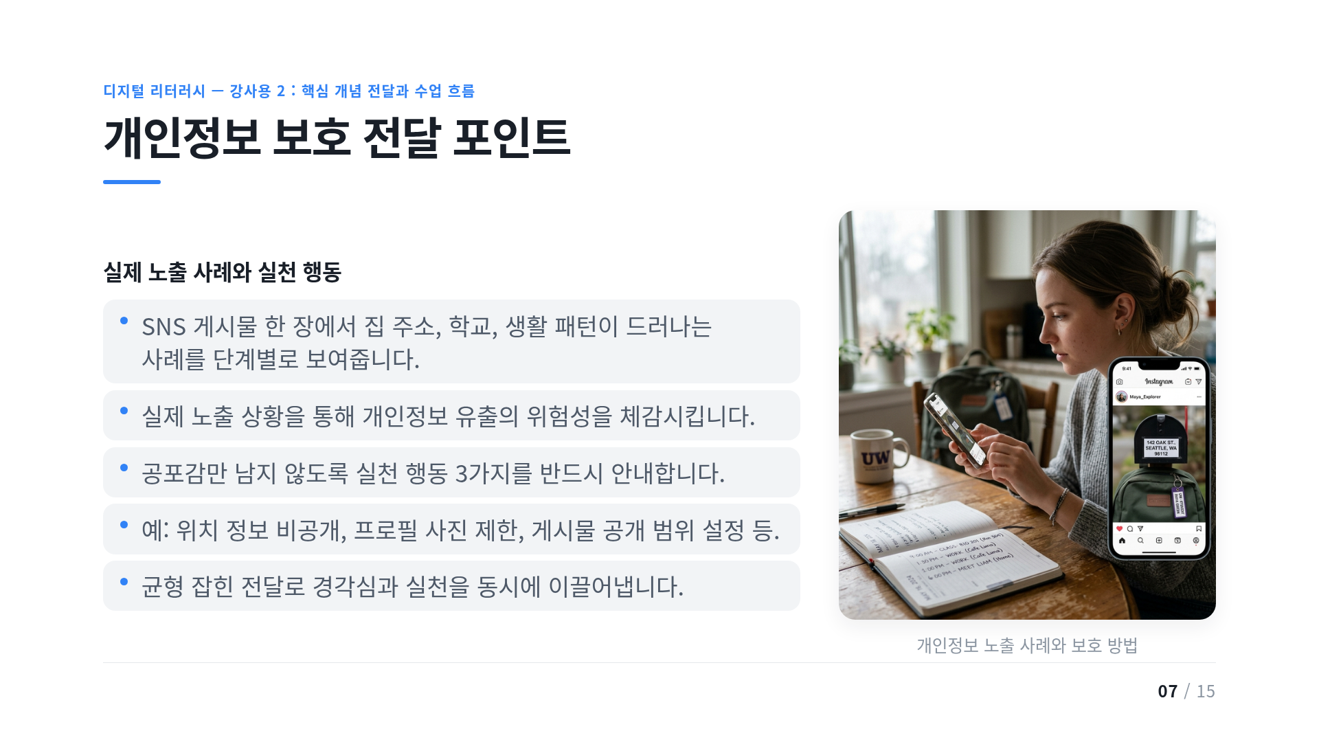 개인정보 보호 전달 포인트