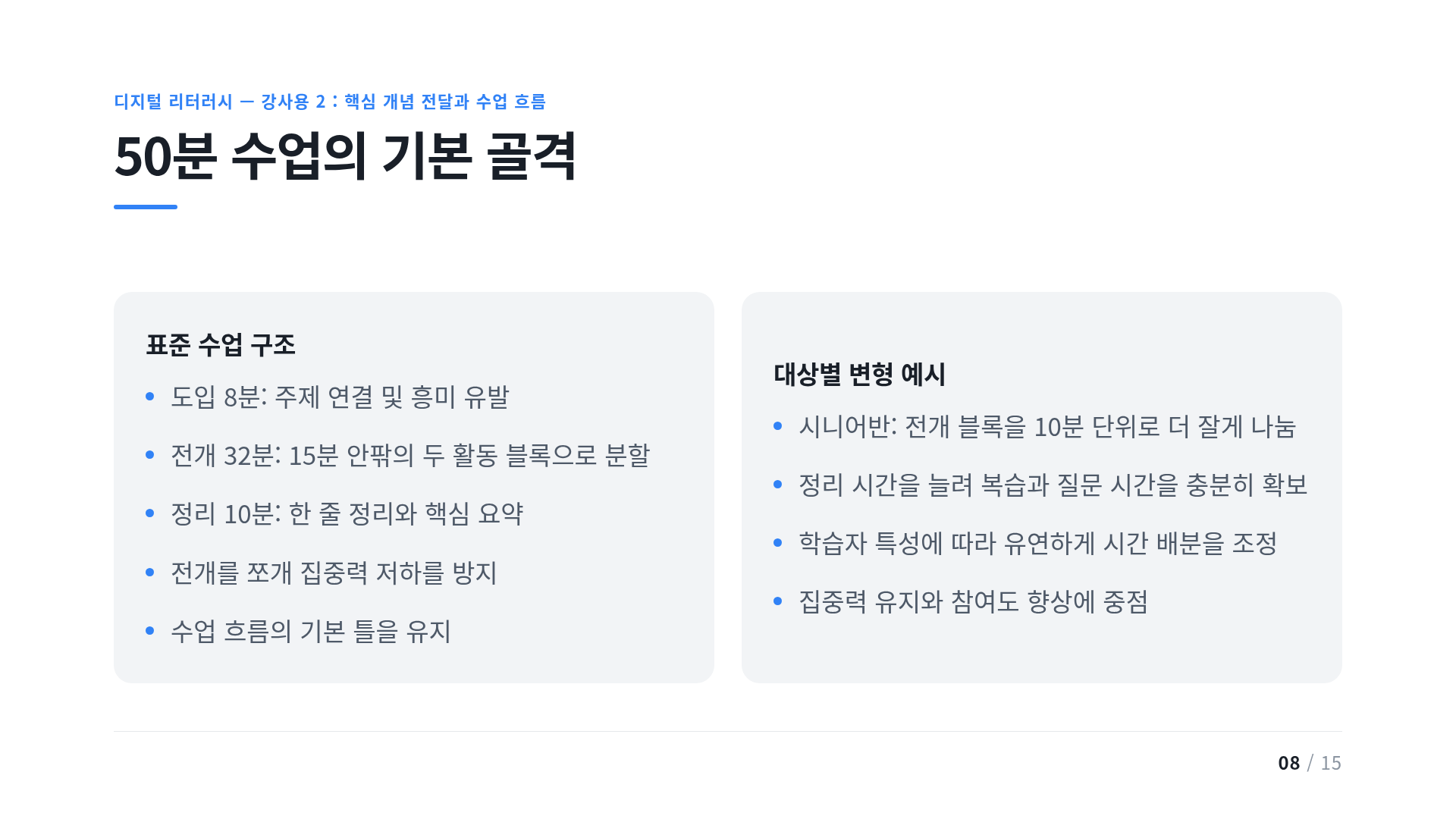 50분 수업의 기본 골격
