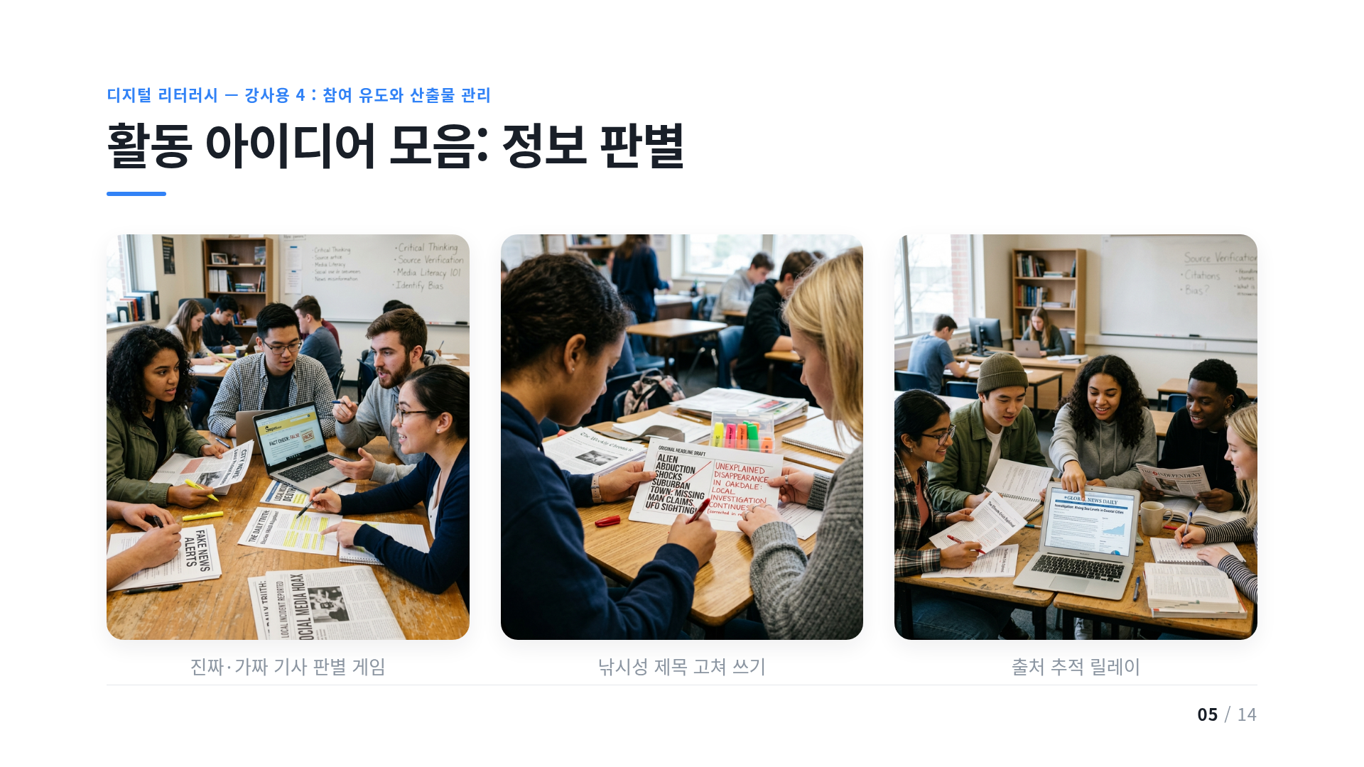 활동 아이디어 모음: 정보 판별