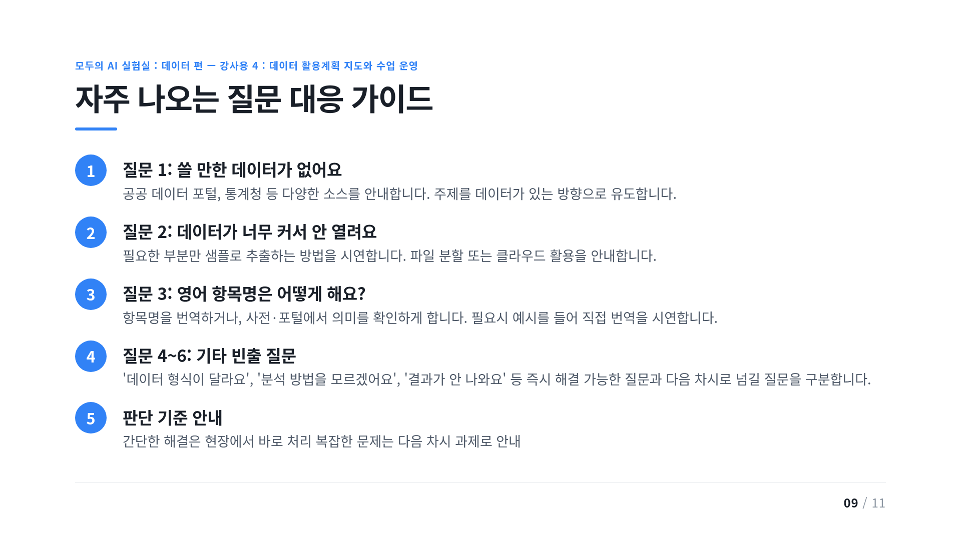 자주 나오는 질문 대응 가이드