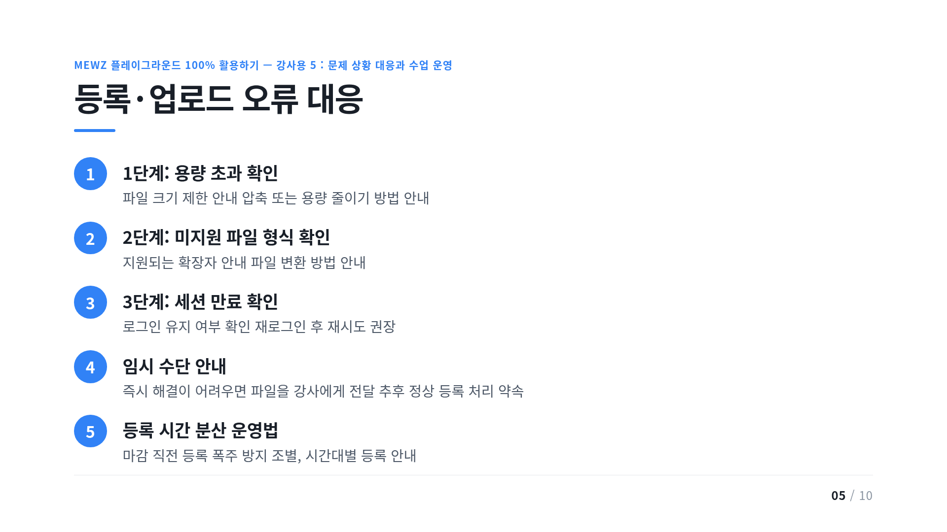 등록·업로드 오류 대응