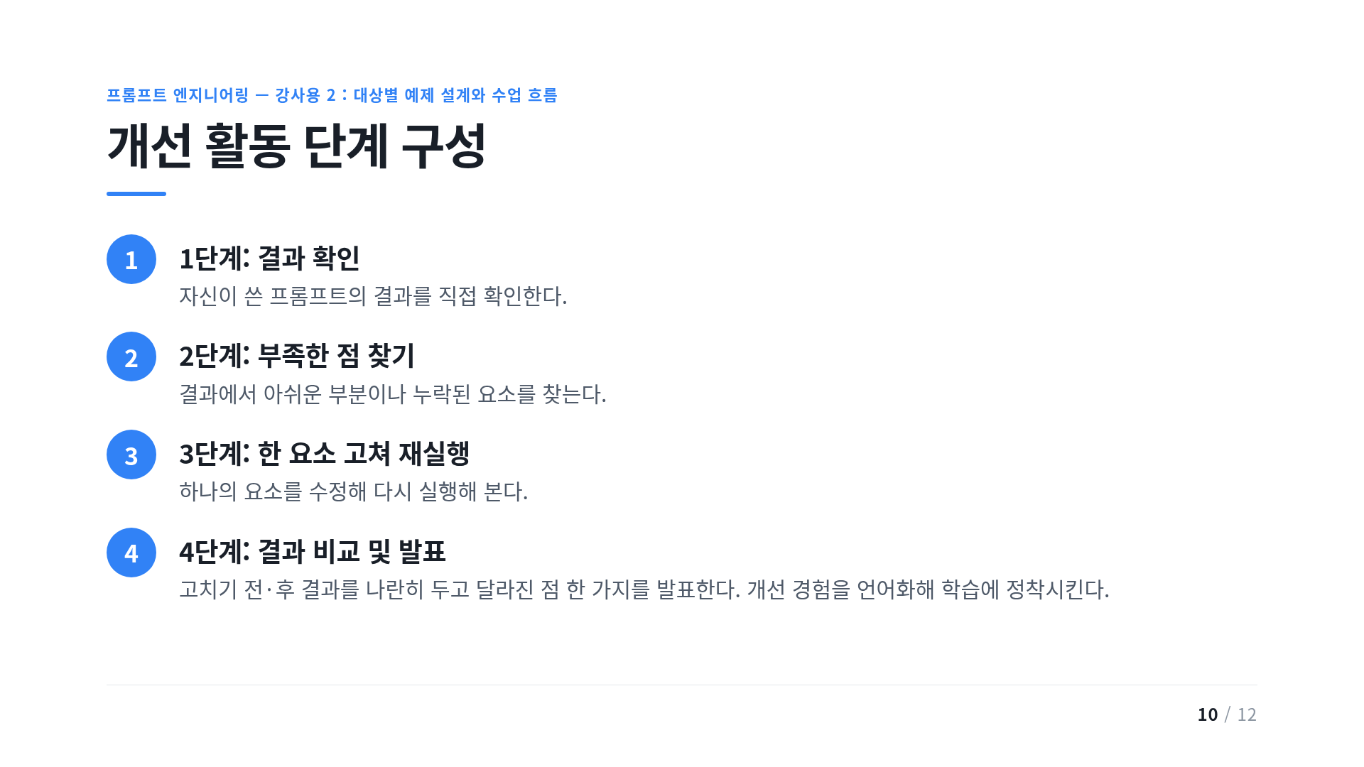 개선 활동 단계 구성