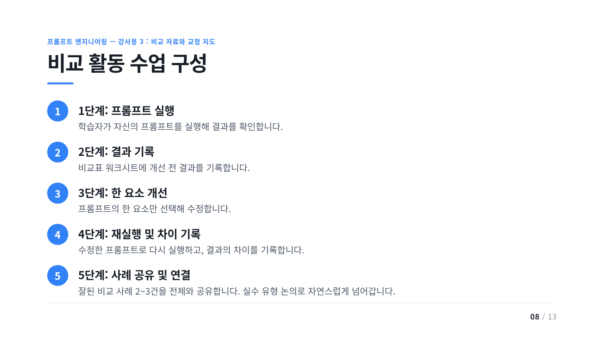 비교 활동 수업 구성