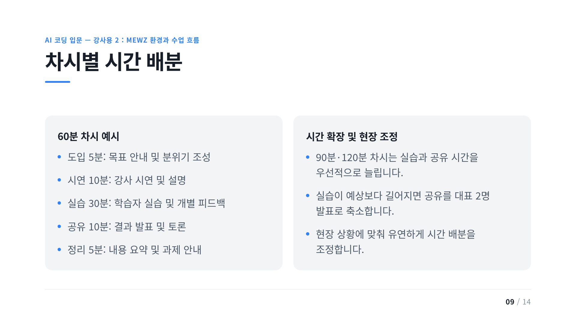 차시별 시간 배분