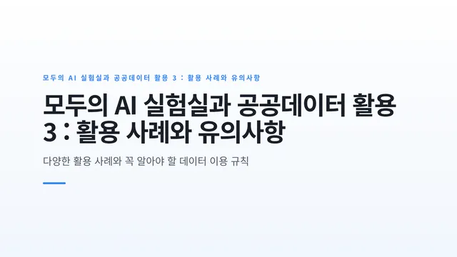 모두의 AI 실험실과 공공데이터 활용 3 : 활용 사례와 유의사항