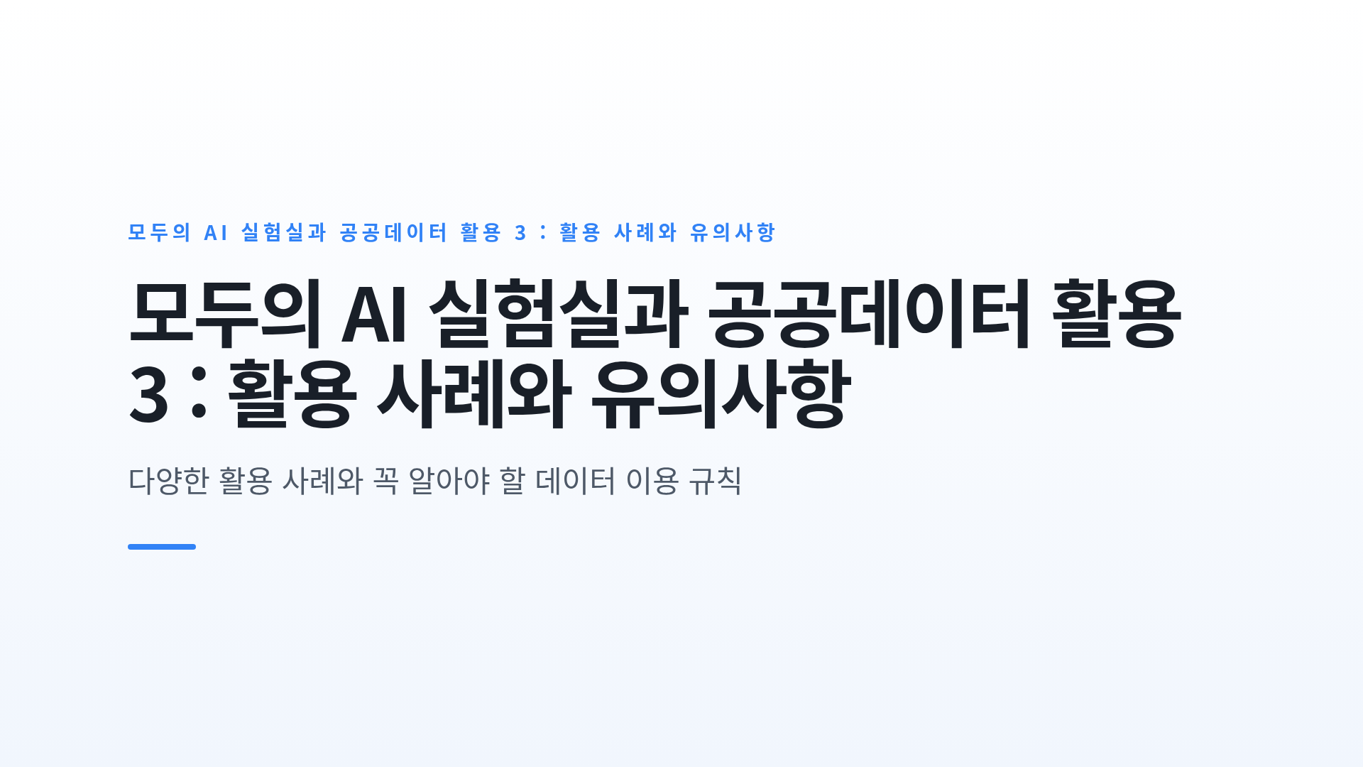 모두의 AI 실험실과 공공데이터 활용 3 : 활용 사례와 유의사항