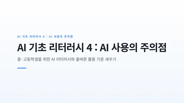 AI 기초 리터러시 4 : AI 사용의 주의점