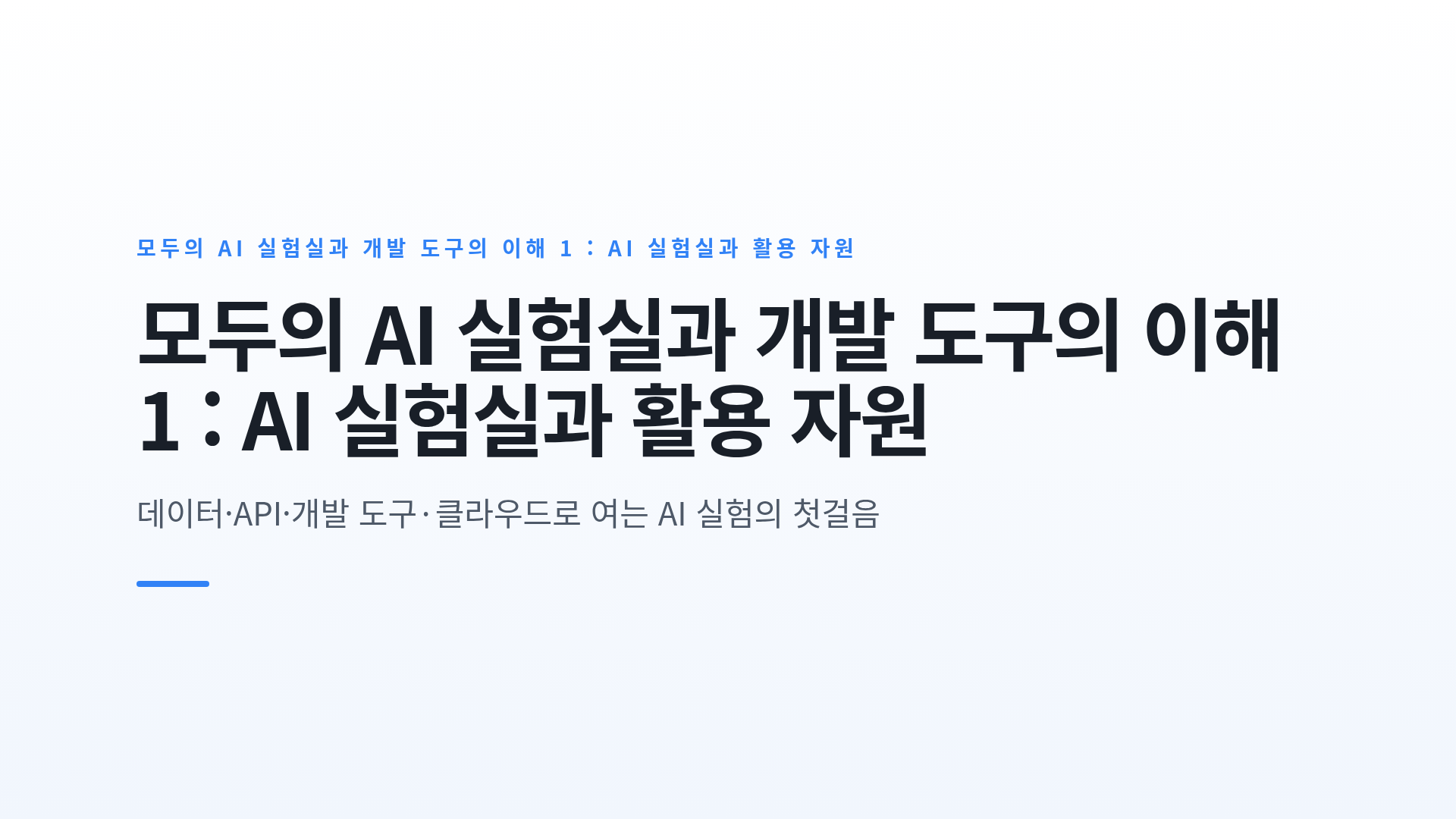 모두의 AI 실험실과 개발 도구의 이해 1 : AI 실험실과 활용 자원