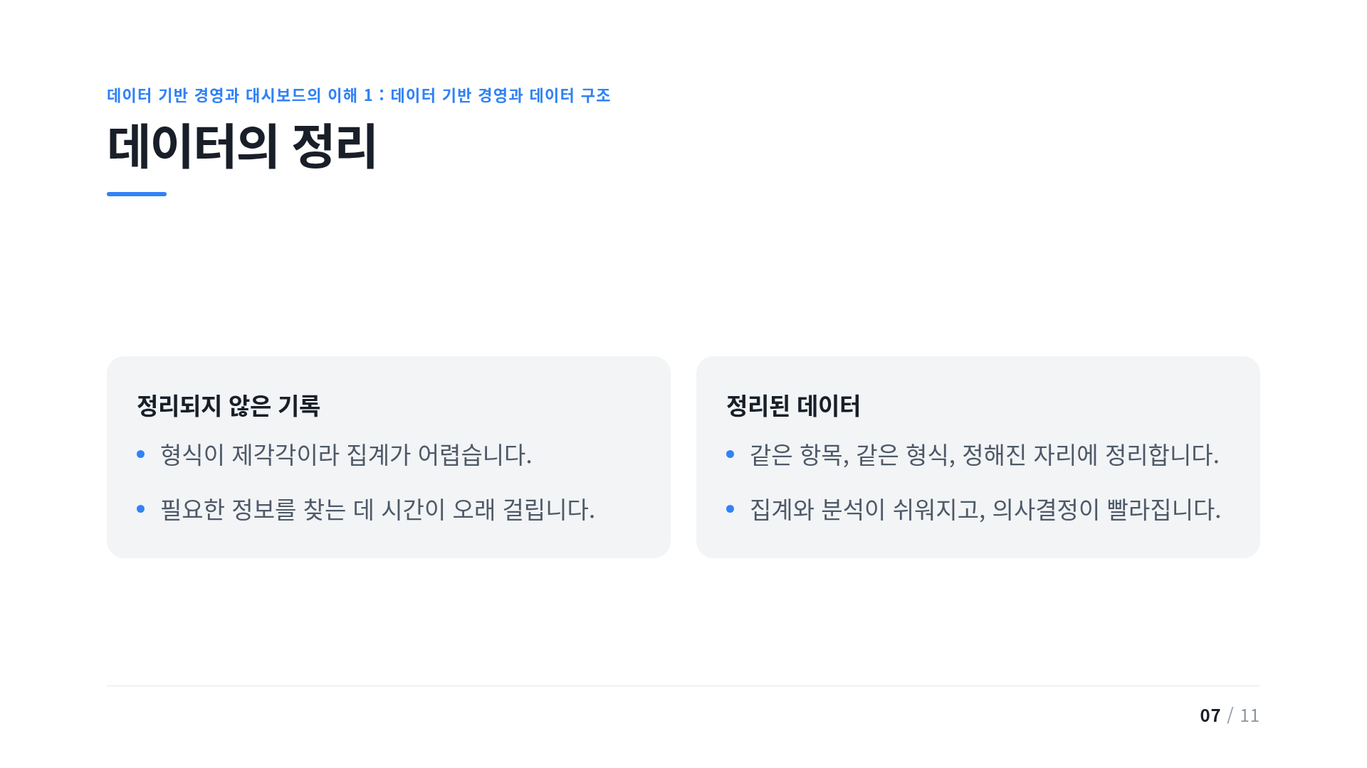 데이터의 정리
